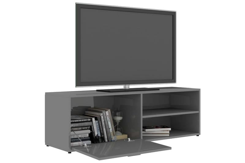 TV-bänk grå högglans 120x34x37 cm spånskiva - Grå - Möbler - Tv möbel & mediamöbel - TV bänk & mediabänk