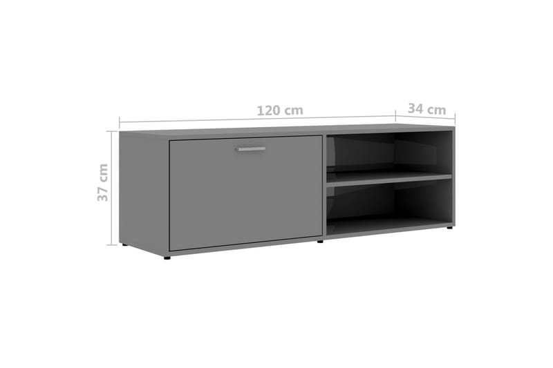 TV-bänk grå högglans 120x34x37 cm spånskiva - Grå - Möbler - Tv möbel & mediamöbel - TV bänk & mediabänk