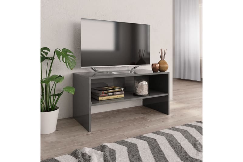 TV-bänk grå högglans 80x40x40 cm spånskiva - Grå - Möbler - Tv-möbler & mediamöbler - TV-bänk & mediabänk