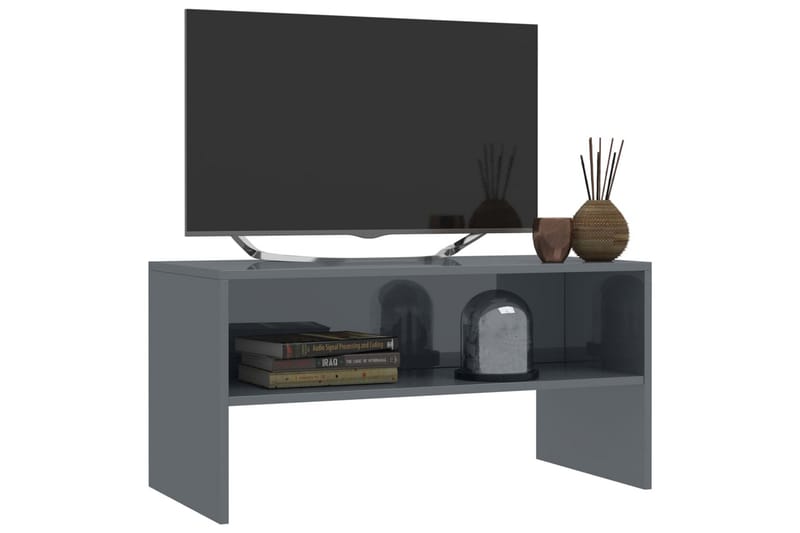 TV-bänk grå högglans 80x40x40 cm spånskiva - Grå - Möbler - Tv-möbler & mediamöbler - TV-bänk & mediabänk