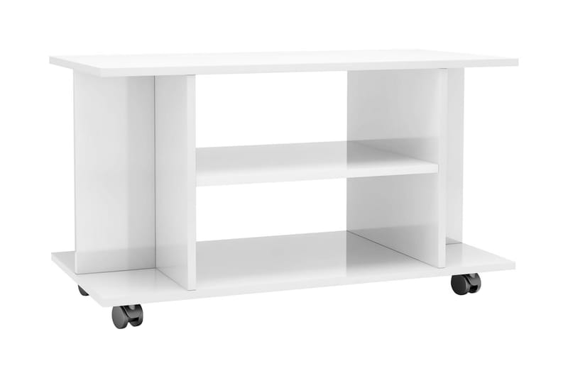 TV-bänk med hjul högglans vit 80x40x40 cm spånskiva - Vit - Möbler - Tv-möbler & mediamöbler - TV-bänk & mediabänk