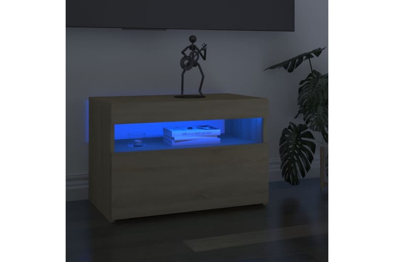 TV-bänk med LED-belysning 2 st sonoma-ek 60x35x40 cm - Brun - Möbler - Tv möbel & mediamöbel - TV bänk & mediabänk