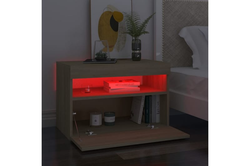 TV-bänk med LED-belysning 2 st sonoma-ek 60x35x40 cm - Brun - Möbler - Tv möbel & mediamöbel - TV bänk & mediabänk