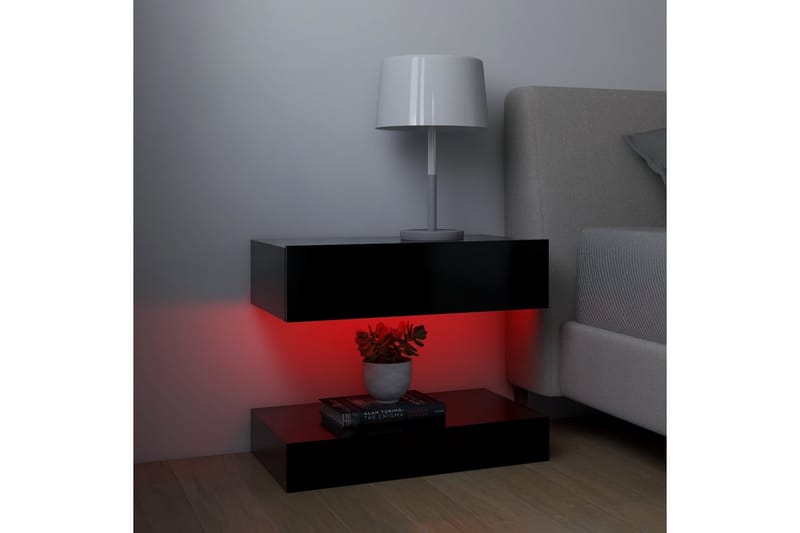 TV-bänk med LED-belysning 2 st svart 60x35 cm - Svart - Möbler - Tv möbel & mediamöbel - TV bänk & mediabänk
