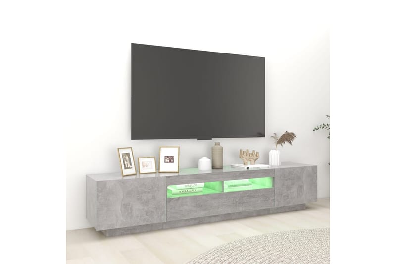 TV-bänk med LED-belysning betonggrå 200x35x40 cm - Grå - Möbler - Tv-möbler & mediamöbler - TV-bänk & mediabänk