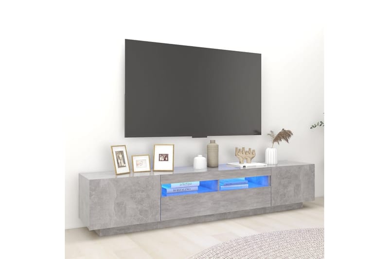 TV-bänk med LED-belysning betonggrå 200x35x40 cm - Grå - Möbler - Tv-möbler & mediamöbler - TV-bänk & mediabänk