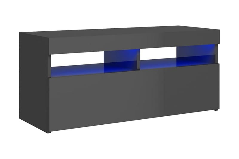 TV-bänk med LED-belysning grå högglans 90x35x40 cm - Grå - Möbler - Tv möbel & mediamöbel - TV bänk & mediabänk