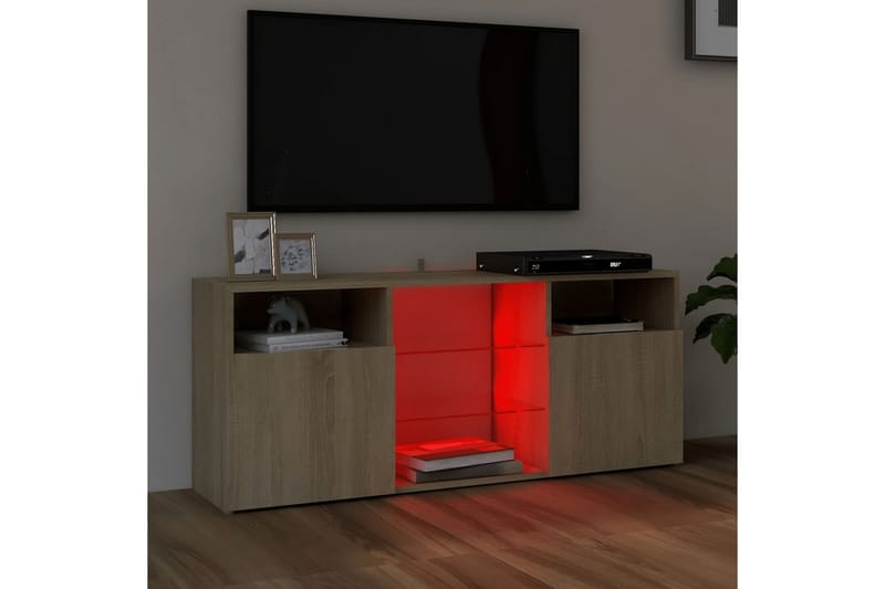 TV-bänk med LED-belysning sonoma-ek 120x30x50 cm - Brun - Möbler - Tv-möbler & mediamöbler - TV-bänk & mediabänk