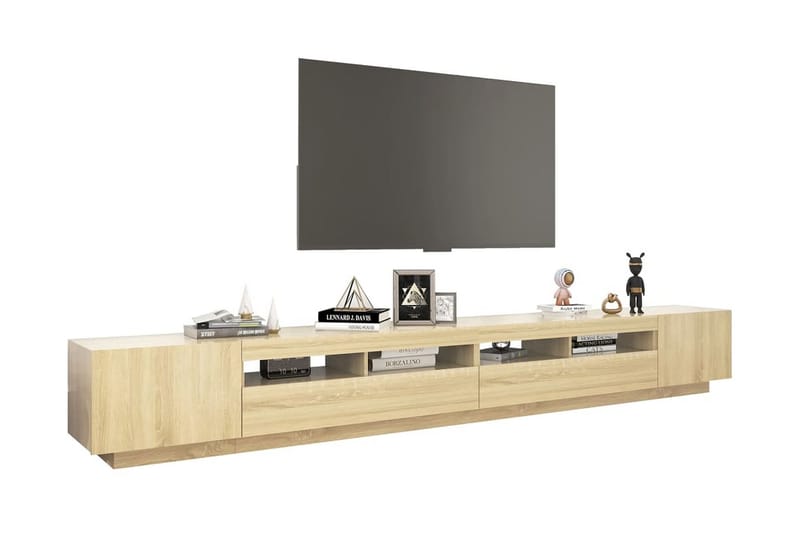 TV-bänk med LED-belysning sonoma-ek 300x35x40 cm - Brun - Möbler - Tv möbel & mediamöbel - TV bänk & mediabänk