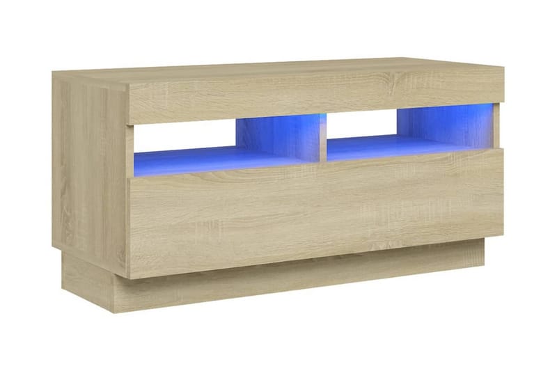 TV-bänk med LED-belysning sonoma-ek 80x35x40 cm - Brun - Möbler - Tv möbel & mediamöbel - TV bänk & mediabänk