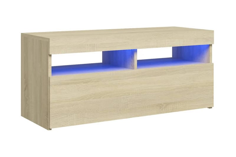 TV-bänk med LED-belysning sonoma-ek 90x35x40 cm - Brun - Möbler - Tv möbel & mediamöbel - TV bänk & mediabänk