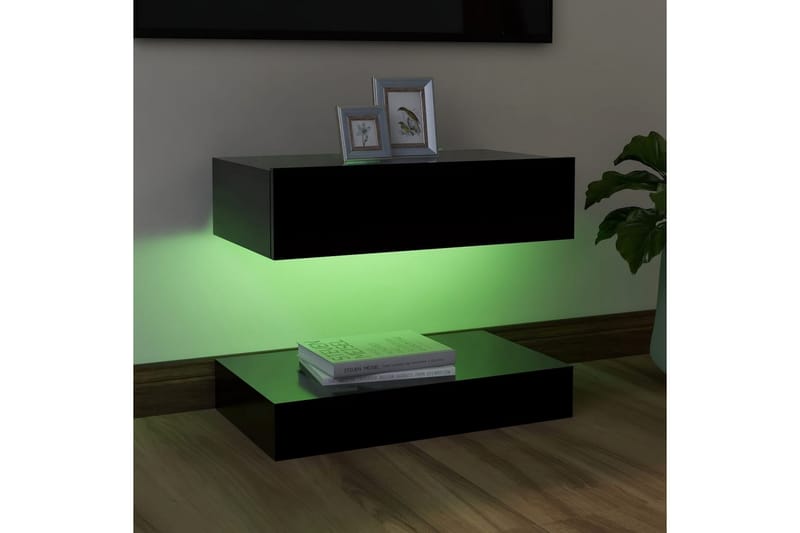TV-bänk med LED-belysning svart 60x35 cm - Svart - Möbler - Tv möbel & mediamöbel - TV bänk & mediabänk