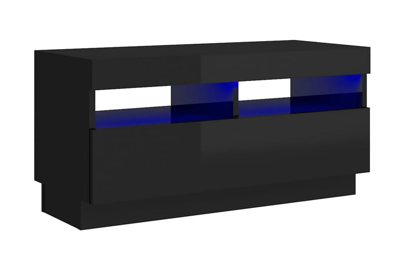 TV-bänk med LED-belysning svart högglans 80x35x40 cm - Svart - Möbler - Tv möbel & mediamöbel - TV bänk & mediabänk