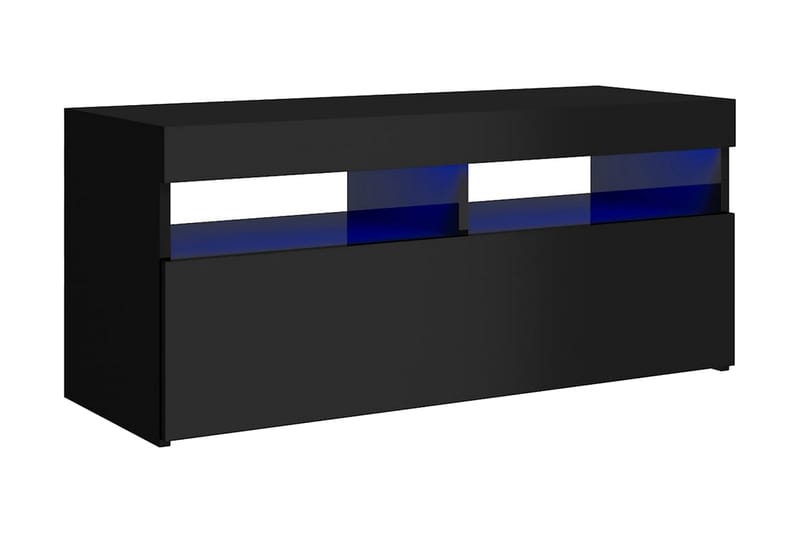 TV-bänk med LED-belysning svart högglans 90x35x40 cm - Svart - Möbler - Tv möbel & mediamöbel - TV bänk & mediabänk