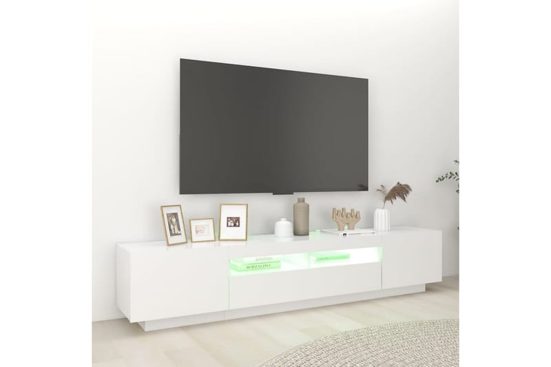 TV-bänk med LED-belysning vit 200x35x40 cm - Vit - Möbler - Tv-möbler & mediamöbler - TV-bänk & mediabänk