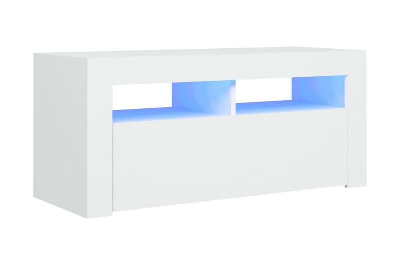 TV-bänk med LED-belysning vit 90x35x40 cm - Vit - Möbler - Tv möbel & mediamöbel - TV bänk & mediabänk