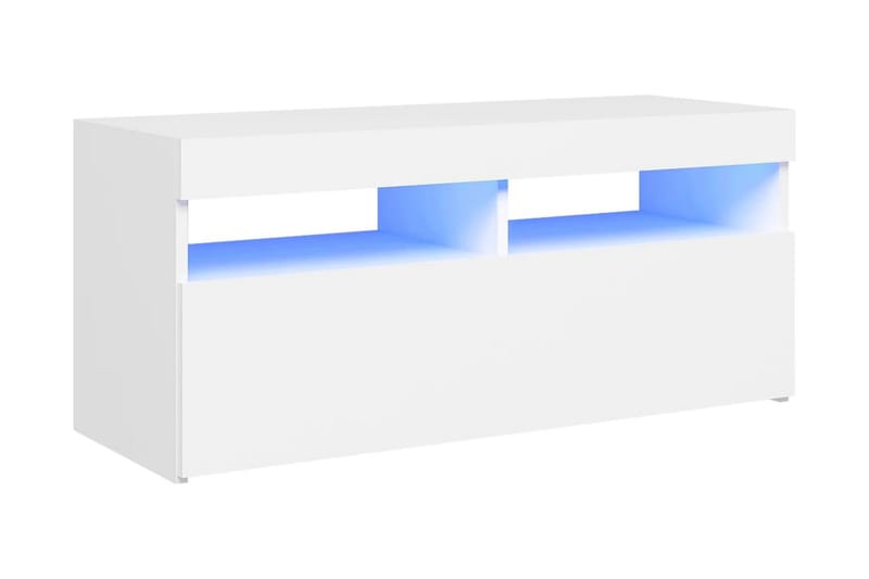 TV-bänk med LED-belysning vit 90x35x40 cm - Vit - Möbler - Tv möbel & mediamöbel - TV bänk & mediabänk