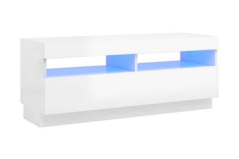 TV-bänk med LED-belysning vit högglans 100x35x40 cm - Vit - Möbler - Tv möbel & mediamöbel - TV bänk & mediabänk