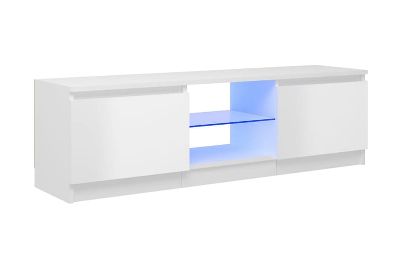 TV-bänk med LED-belysning vit högglans 120x30x35,5 cm - Vit - Möbler - Tv möbel & mediamöbel - TV bänk & mediabänk