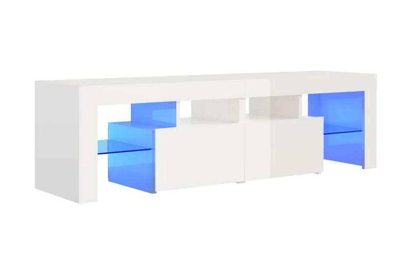 TV-bänk med LED-belysning vit högglans 140x35x40 cm - Vit - Möbler - Tv möbel & mediamöbel - TV bänk & mediabänk