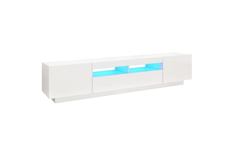 TV-bänk med LED-belysning vit högglans 200x35x40 cm - Vit - Möbler - Tv-möbler & mediamöbler - TV-bänk & mediabänk