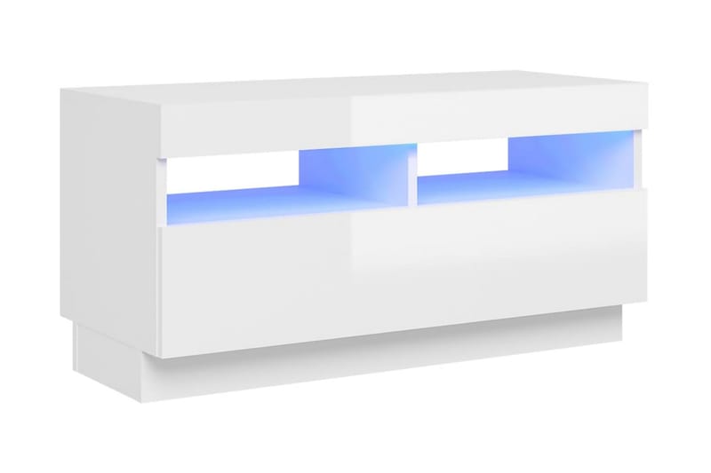 TV-bänk med LED-belysning vit högglans 80x35x40 cm - Vit - Möbler - Tv möbel & mediamöbel - TV bänk & mediabänk