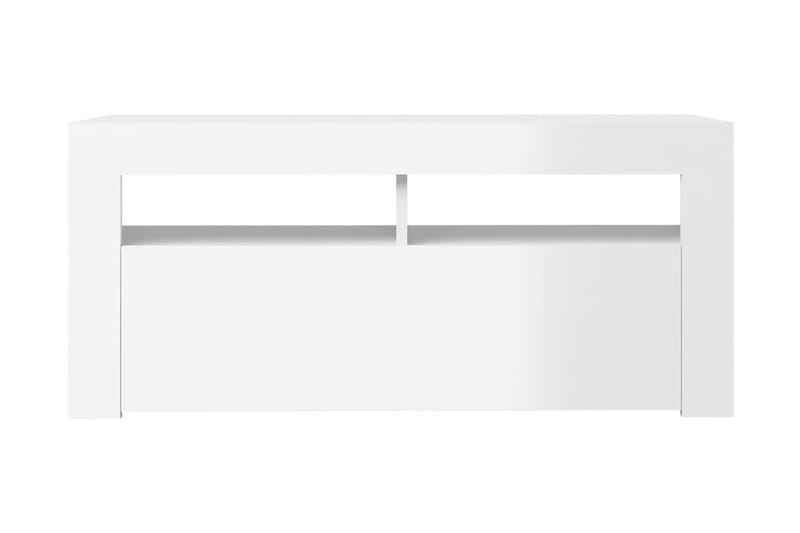 TV-bänk med LED-belysning vit högglans 90x35x40 cm - Vit - Möbler - Tv möbel & mediamöbel - TV bänk & mediabänk