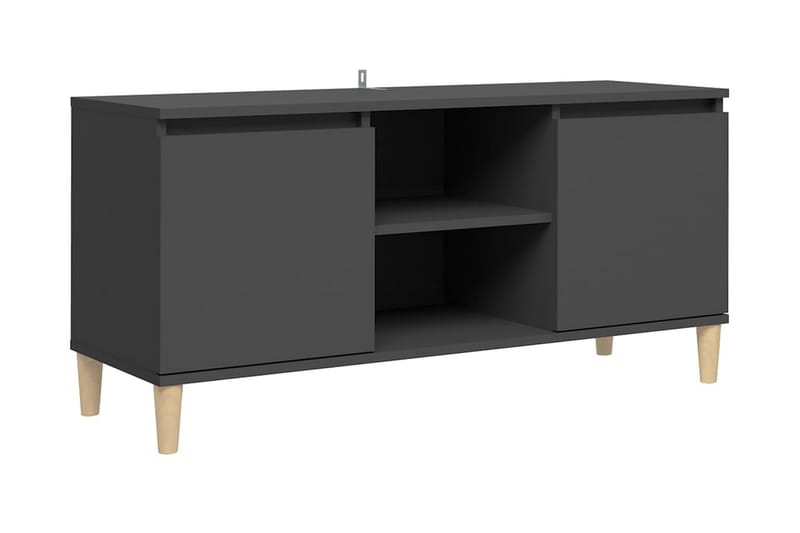 TV-bänk med massiva ben grå 103,5x35x50 cm - Grå - Möbler - Tv möbel & mediamöbel - TV bänk & mediabänk