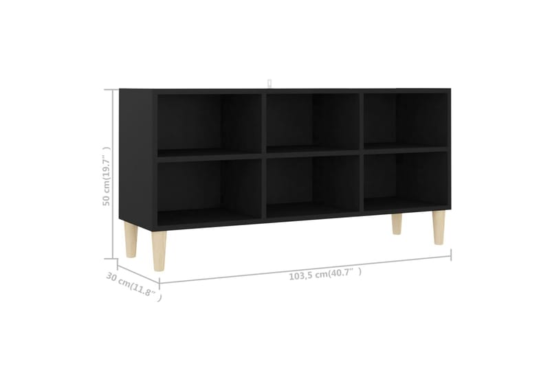TV-bänk med massiva ben svart 103,5x30x50 cm - Svart - Möbler - Tv möbel & mediamöbel - TV bänk & mediabänk