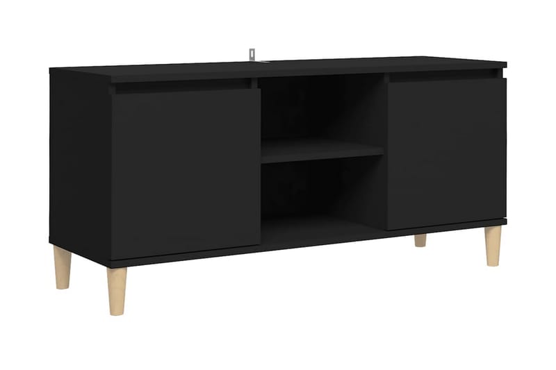 TV-bänk med massiva ben svart 103,5x35x50 cm - Svart - Möbler - Tv möbel & mediamöbel - TV bänk & mediabänk