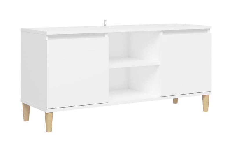 TV-bänk med massiva ben vit 103,5x35x50 cm - Vit - Möbler - Tv-möbler & mediamöbler - TV-bänk & mediabänk