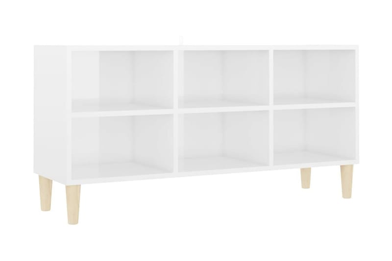 TV-bänk med massiva ben vit högglans 103,5x30x50 cm - Vit - Möbler - Bord & matgrupper - Soffbord