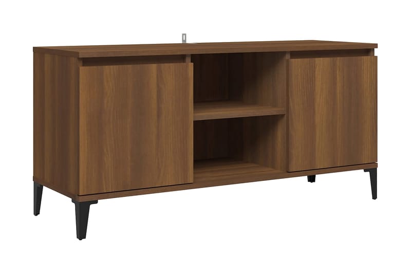 TV-bänk med metallben brun ek 103,5x35x50 cm - Brun - Möbler - Tv möbel & mediamöbel - TV bänk & mediabänk