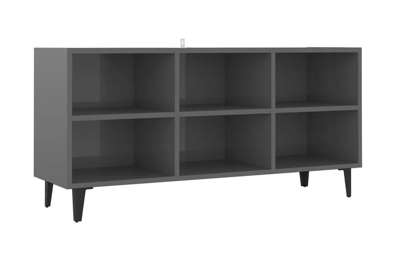 TV-bänk med metallben grå högglans 103,5x30x50 cm - Grå - Möbler - Tv möbel & mediamöbel - TV bänk & mediabänk