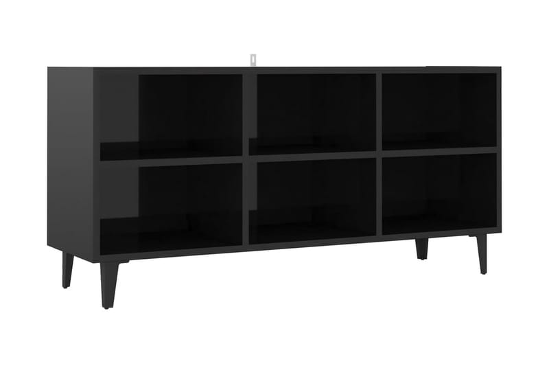 TV-bänk med metallben svart högglans 103,5x30x50 cm - Svart - Möbler - Tv möbel & mediamöbel - TV bänk & mediabänk