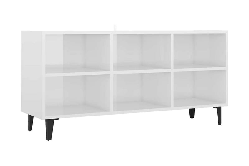 TV-bänk med metallben vit högglans 103,5x30x50 cm - Vit - Möbler - Tv-möbler & mediamöbler - TV-bänk & mediabänk