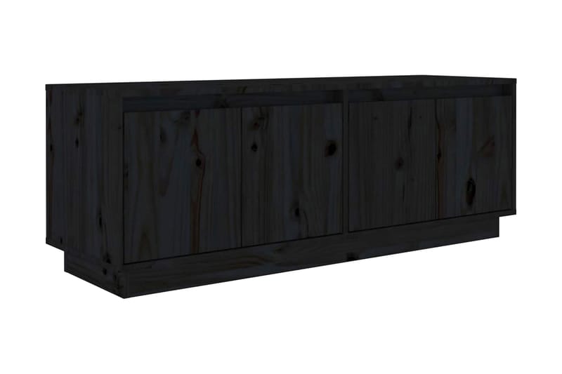 Tv-bänk svart 110x34x40 cm massiv furu - Svart - Möbler - Tv möbel & mediamöbel - TV bänk & mediabänk