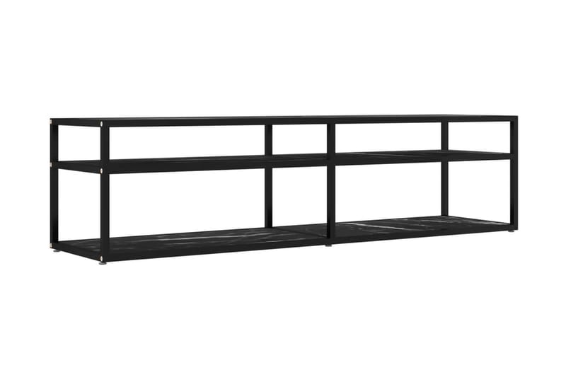 TV-bänk svart marmor 160x40x40,5 cm härdat glas - Svart - Möbler - Tv möbel & mediamöbel - TV bänk & mediabänk