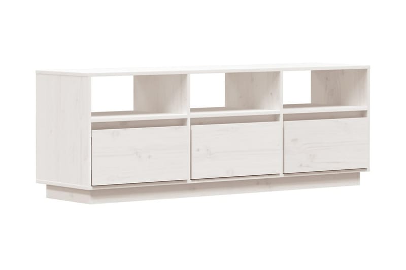 Tv-bänk vit 140x37x50 cm massiv furu - Vit - Möbler - Tv möbel & mediamöbel - TV bänk & mediabänk
