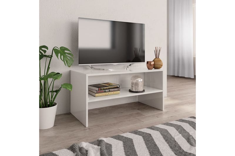 TV-bänk vit högglans 80x40x40 cm spånskiva - Vit - Möbler - Tv-möbler & mediamöbler - TV-bänk & mediabänk