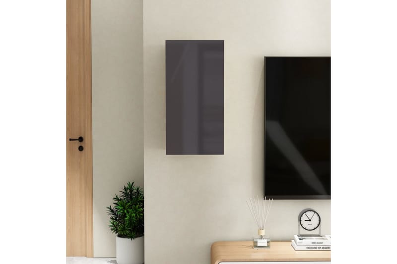 TV-skåp grå högglans 30,5x30x60 cm spånskiva - Grå - Möbler - Tv möbel & mediamöbel - TV bänk & mediabänk