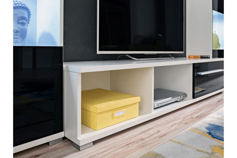 Väggsenhet med LED - Svart/vit - Möbler - Tv-möbler & mediamöbler - TV-bänk & mediabänk