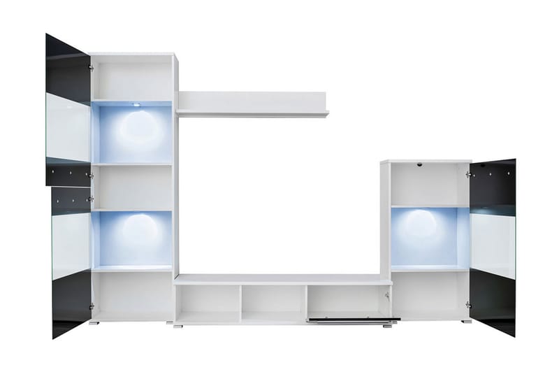 Väggsenhet med LED - Svart/vit - Möbler - Tv-möbler & mediamöbler - TV-bänk & mediabänk