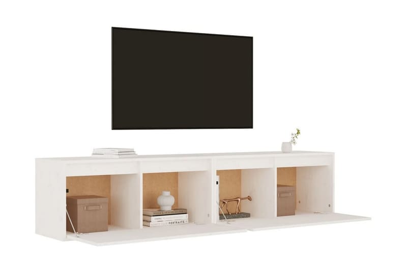 Väggskåp 2 st vit 80x30x35 cm massiv furu - Vit - Möbler - Tv möbel & mediamöbel - TV bänk & mediabänk