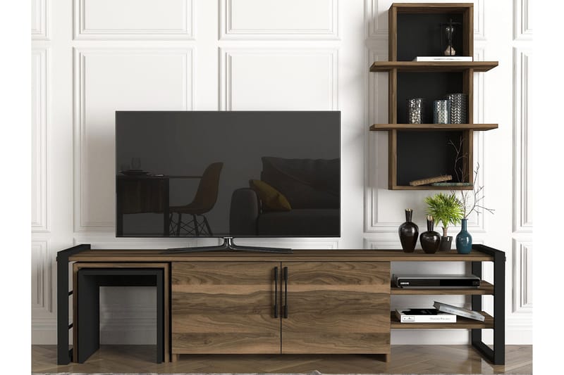 Varrato TV-Möbelset 180 cm - Valnöt|Svart - Möbler - Tv-möbler & mediamöbler - TV-bänk & mediabänk