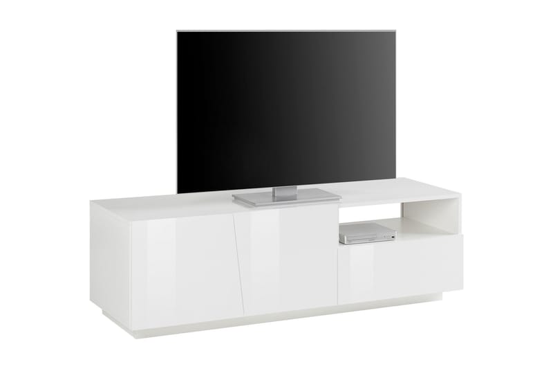 Vegia Tv-bänk 150 cm 2 Dörrar + Låda - Vit Högglans - Möbler - Tv möbel & mediamöbel - TV bänk & mediabänk