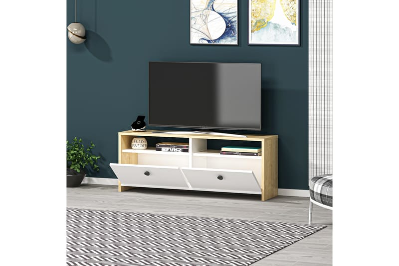Vercello Tv-bänk 90 cm - Ljus Natur/Vit - Möbler - Tv möbel & mediamöbel - TV bänk & mediabänk