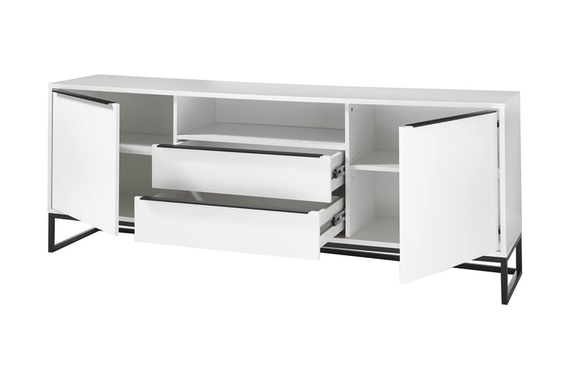 Wainfelin Lowboard 184 cm - Vit/Svart - Möbler - Tv möbel & mediamöbel - TV bänk & mediabänk