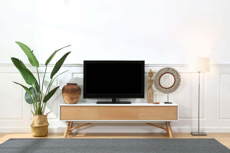 Waltham TV-bänk 180 cm - Vit/Ek - Möbler - Tv-möbler & mediamöbler - TV-bänk & mediabänk