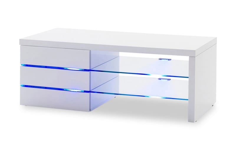 Zenya TV-bänk 110 cm Glas - Vit Högglans - Förvaring - Förvaringsmöbler - Sideboard & skänk